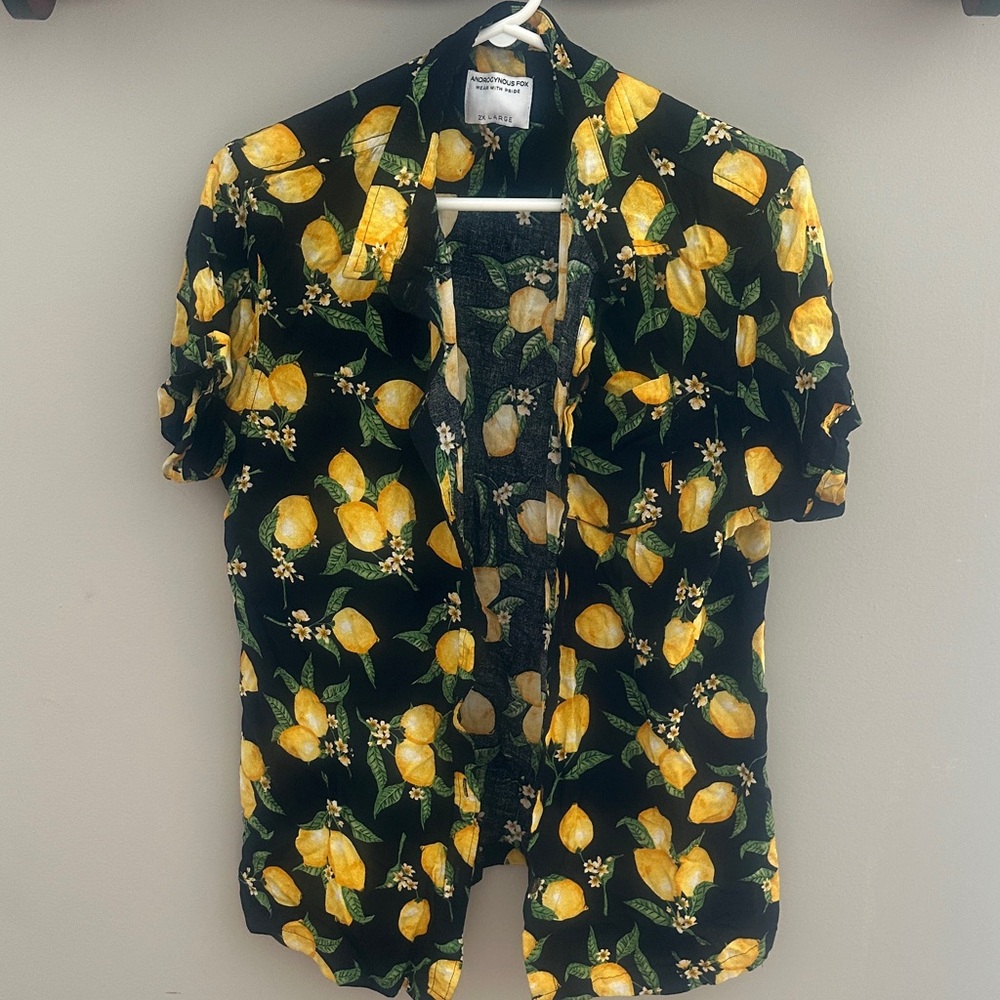 Lemon Print Short Sleeve Blouse